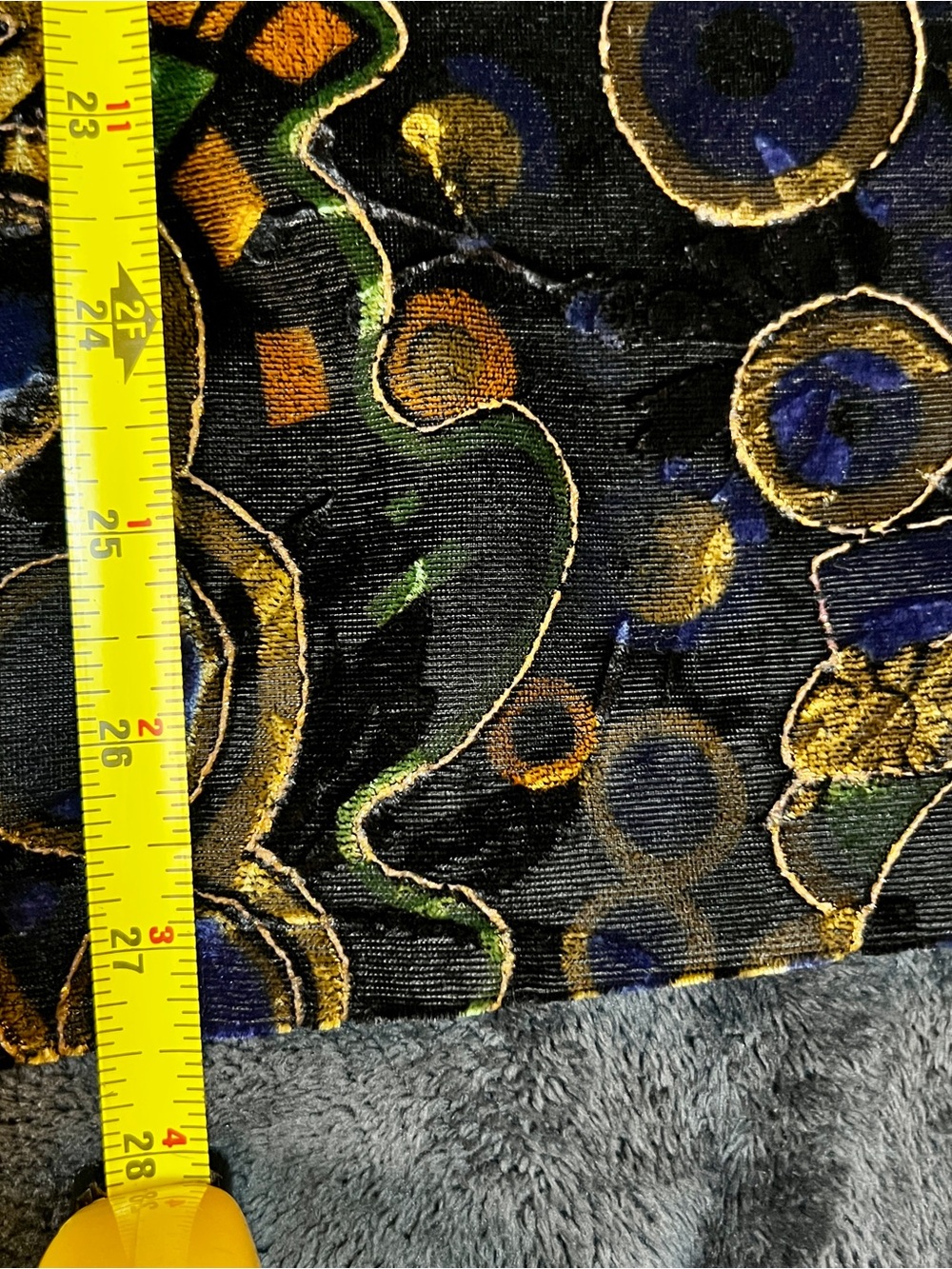 Another Thyme Vtg 90s Geo Abstract Velvet Metallic Artsy Glam Open Blazer S/M - Picture 12 of 14